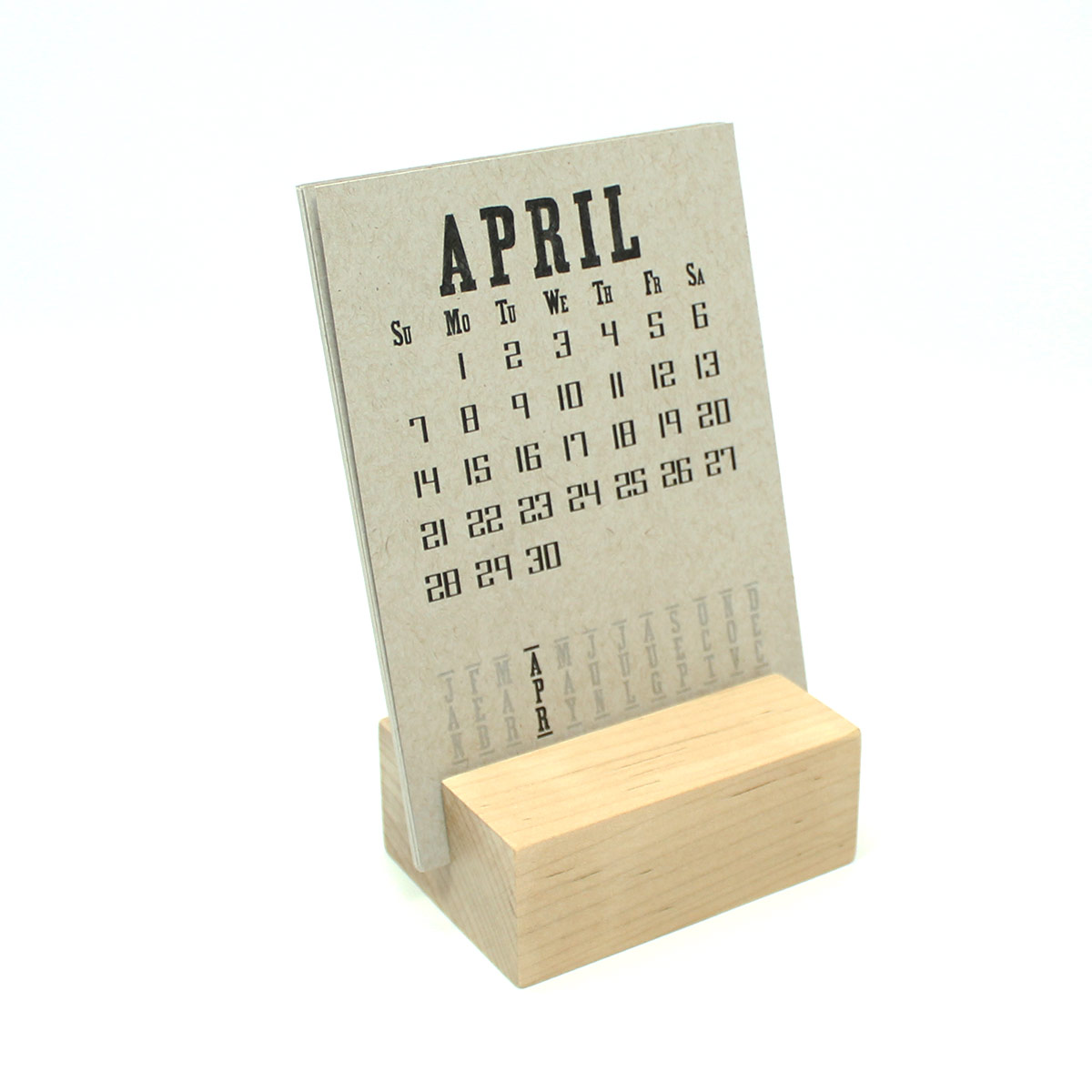 2024 Raw Wood Desk Calendar Stand